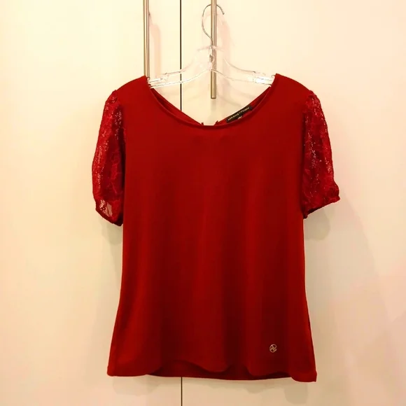 Adrienne Vittadini Dark Red Blouse Top - Picture 1 of 11